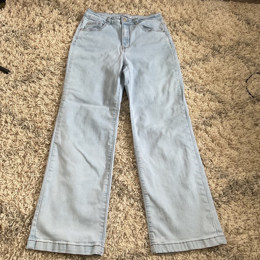 ETTELO Denim Collection Light Blue‎ Wide Leg Jeans High Rise Size 8 H9B205